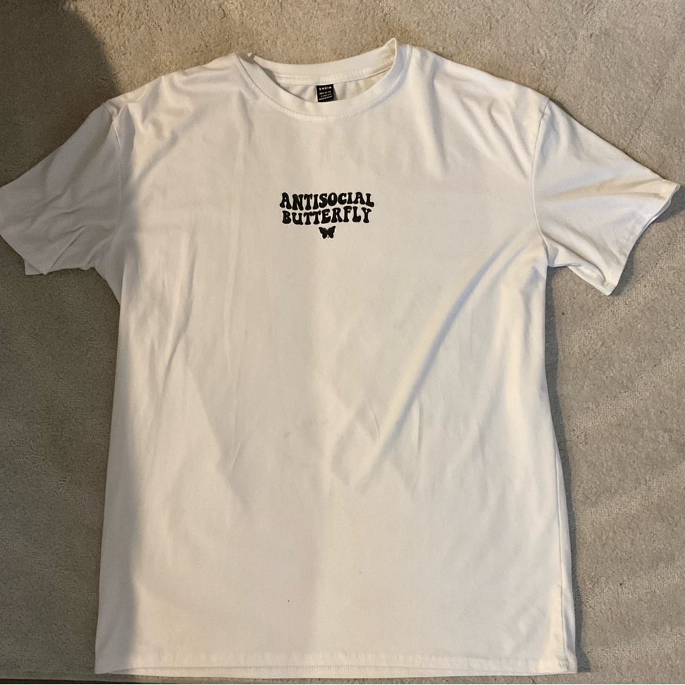 White T-Shirt Antisocial Butterfly